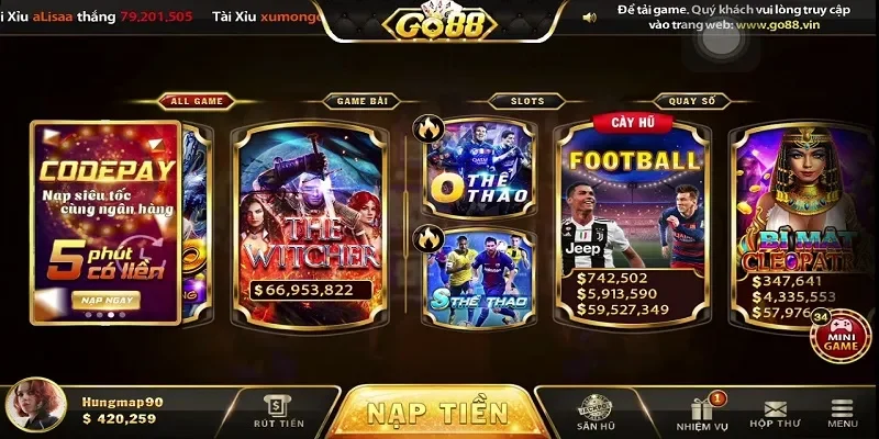 Hướng dẫn nạp tiền GO88 chơi nổ hũ