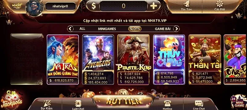 Sảnh game nổ hũ ấn tượng tại Nhatvip