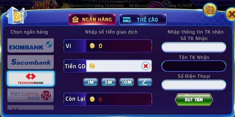 Cách rút tiền RIKVIP