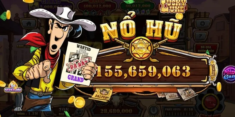 Nổ hũ Lucky Luke là trò chơi slot lấy chủ đề phiêu lưu miền Tây hoang dã