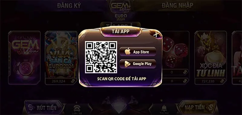 Quét mã QR tải app Gemwin siêu dễ dàng và tiện lợi