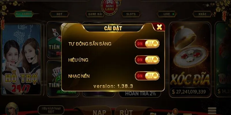 Hỗ trợ cài đặt trong hệ thống của Hitclub