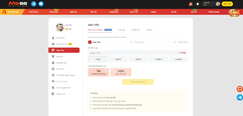 Nạp tiền May88