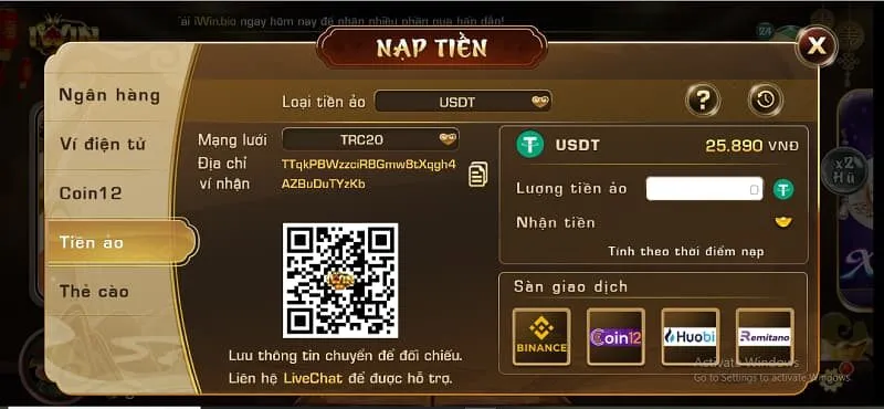 nạp tiền iwin qua tiền ảo