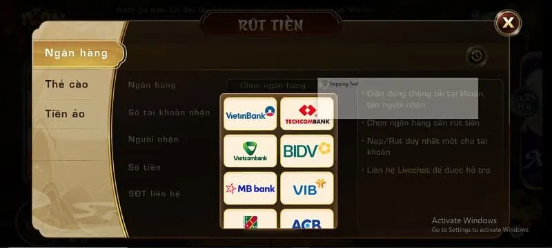 rút tiền iwin