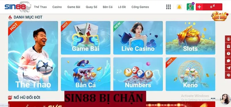 Sin88 bị chặn