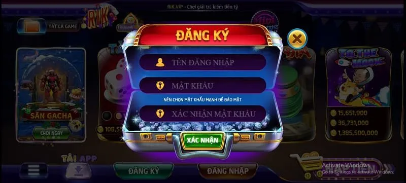 mở ví game rikvip