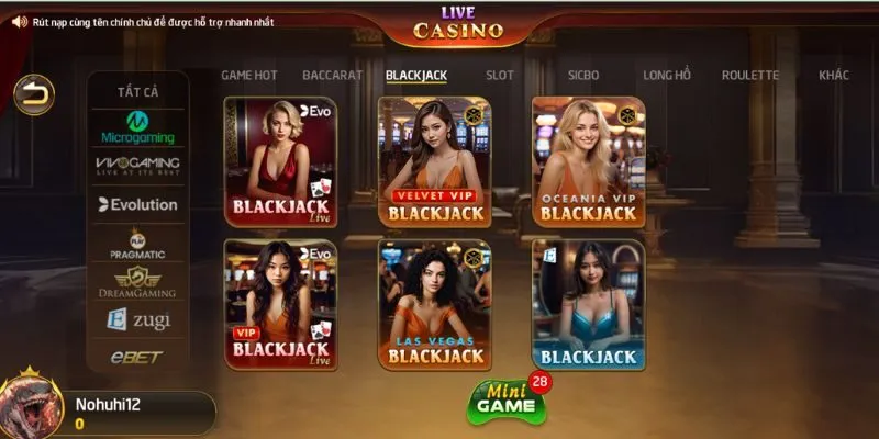 Luật chơi game bài Blackjack tại Nohu Fm đơn giản, hấp dẫn